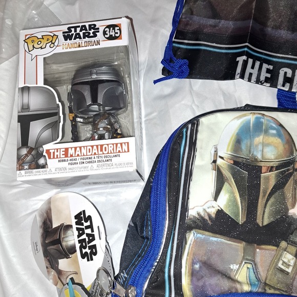 SALE!!! Star Wars Mandalorian Baby Yoda 5 Piece Backpack-Lunch PLUS FUNKO POP - Picture 3 of 6